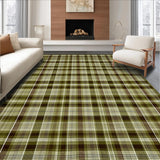 Ultra Soft Area Rug, Non Slip, Stain Resistant, Washable Area Rugs for Living Room, Bedroom, Warm Neutral Plaid Overlay(Brown)