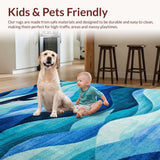 Ultra Soft Area Rug, Non Slip, Stain Resistant, Washable Area Rugs for Living Room, Bedroom, Fresh Aquatic Inspired Style(Blue)