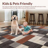 Ultra Soft Area Rug, Non Slip, Stain Resistant, Washable Area Rugs for Living Room, Bedroom, Rustic Warm Tones Geometric Fabrication(Gray)
