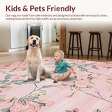 Ultra Soft Area Rug, Non Slip, Stain Resistant, Washable Area Rugs for Living Room, Bedroom, Modern Warm Toned Nature Print(Pink)