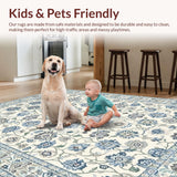 Ultra Soft Area Rug, Non Slip, Stain Resistant, Washable Area Rugs for Living Room, Bedroom, Chic Transitional Garden Elements(Ivory)
