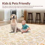 Ultra Soft Area Rug, Non Slip, Stain Resistant, Washable Area Rugs for Living Room, Bedroom, Desert Bloom Circular Earthy Toned for Patios(Beige)