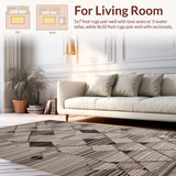Ultra Soft Area Rug, Non Slip, Stain Resistant, Washable Area Rugs for Living Room, Bedroom, Contemporary Earthy Geometric Motif(Beige)