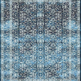 Ultra Soft Area Rug, Non Slip, Stain Resistant, Washable Area Rugs for Living Room, Bedroom, Elegant Vintage Scroll Motif(Blue)