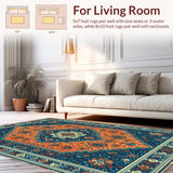Ultra Soft Area Rug, Non Slip, Stain Resistant, Washable Area Rugs for Living Room, Bedroom, Vintage Boho Sky Home Office Non-Shedding Carpet(Blue)