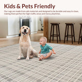 Ultra Soft Area Rug, Non Slip, Stain Resistant, Washable Area Rugs for Living Room, Bedroom, Dynamic Contemporary Trellis Elements(Gray)