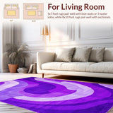 Ultra Soft Area Rug, Non Slip, Stain Resistant, Washable Area Rugs for Living Room, Bedroom, Playful Modern Abstract Swirls(Purple)