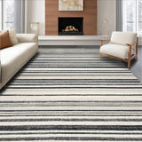 Ultra Soft Area Rug, Non Slip, Stain Resistant, Washable Area Rugs for Living Room, Bedroom, Modern Black White Striped Area Rug(Black)