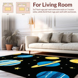 Ultra Soft Area Rug, Non Slip, Stain Resistant, Washable Area Rugs for Living Room, Bedroom, Cosmic Colorful Planetary Motif(Blue)