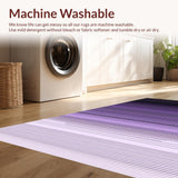 Ultra Soft Area Rug, Non Slip, Stain Resistant, Washable Area Rugs for Living Room, Bedroom, Vibrant Dual-Tone Linear Design(Purple)