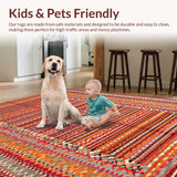 Ultra Soft Area Rug, Non Slip, Stain Resistant, Washable Area Rugs for Living Room, Bedroom, Chic Earthy Tones Striped Design(Orange)