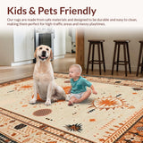 Ultra Soft Area Rug, Non Slip, Stain Resistant, Washable Area Rugs for Living Room, Bedroom, Contemporary Lattice Line Aesthetics(Orange)