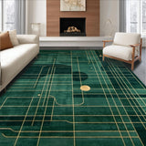 Ultra Soft Area Rug, Non Slip, Stain Resistant, Washable Area Rugs for Living Room, Bedroom, Modern Abstract Area Deep Green & Gold(Green)