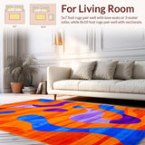 Ultra Soft Area Rug, Non Slip, Stain Resistant, Washable Area Rugs for Living Room, Bedroom, Radiant Retro Wave Composition(Orange)
