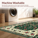 Ultra Soft Area Rug, Non Slip, Stain Resistant, Washable Area Rugs for Living Room, Bedroom, Whimsical Green Petal Design(Green)