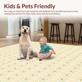 Ultra Soft Area Rug, Non Slip, Stain Resistant, Washable Area Rugs for Living Room, Bedroom, Stylish Beige Diamond Plaid Area(Beige)