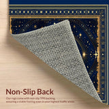 Ultra Soft Area Rug, Non Slip, Stain Resistant, Washable Area Rugs for Living Room, Bedroom, Indigo Tiled Ethereal Patterns(Blue)