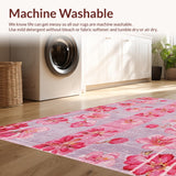 Ultra Soft Area Rug, Non Slip, Stain Resistant, Washable Area Rugs for Living Room, Bedroom, Sweet Pink Bows and Cherry Blooms Seamless Pattern Area Rug(Pink)