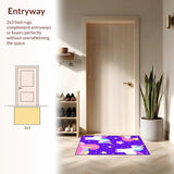 Ultra Soft Area Rug, Non Slip, Stain Resistant, Washable Area Rugs for Living Room, Bedroom, Vibrant Pastel Cartoon Unicorn Theme(Purple)