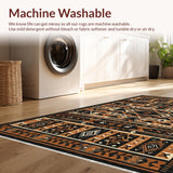 Ultra Soft Area Rug, Non Slip, Stain Resistant, Washable Area Rugs for Living Room, Bedroom, Elegant Monochrome Tribal Design(Black)