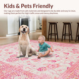 Ultra Soft Area Rug, Non Slip, Stain Resistant, Washable Area Rugs for Living Room, Bedroom, Vibrant Oval Shag Accents(Pink)
