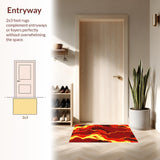 Ultra Soft Area Rug, Non Slip, Stain Resistant, Washable Area Rugs for Living Room, Bedroom, Radiant Ember Color Spectrum(Red)