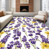 Ultra Soft Area Rug, Non Slip, Stain Resistant, Washable Area Rugs for Living Room, Bedroom, Vibrant Springtime Garden Motif(Purple)