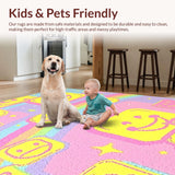 Ultra Soft Area Rug, Non Slip, Stain Resistant, Washable Area Rugs for Living Room, Bedroom, Sunny Pastel Cheerful Design(Pink)