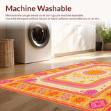 Ultra Soft Area Rug, Non Slip, Stain Resistant, Washable Area Rugs for Living Room, Bedroom, Enchanting Colorful Dreamscape Theme(Orange)