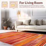 Ultra Soft Area Rug, Non Slip, Stain Resistant, Washable Area Rugs for Living Room, Bedroom, Eclectic Multicolor Ethnic Tapestry(Red)