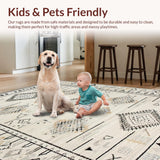 Ultra Soft Area Rug, Non Slip, Stain Resistant, Washable Area Rugs for Living Room, Bedroom, Stylish Rustic Ogee Pattern(Beige)