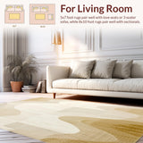 Beige Ombre Wavy Edge Area Modern Non Slip(Beige)