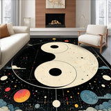 Ultra Soft Area Rug, Non Slip, Stain Resistant, Washable Area Rugs for Living Room, Bedroom, Trippy Multi-Colored Circular Aesthetic(Black)