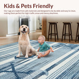 Ultra Soft Area Rug, Non Slip, Stain Resistant, Washable Area Rugs for Living Room, Bedroom, Nautical Denim Textured Canvas(Blue)