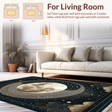 Ultra Soft Area Rug, Non Slip, Stain Resistant, Washable Area Rugs for Living Room, Bedroom, Whimsical Gray and Brown Geometry(Black)
