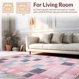 Ultra Soft Area Rug, Non Slip, Stain Resistant, Washable Area Rugs for Living Room, Bedroom, Enchanting Colorful 3D Landscape(Pink)