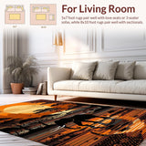 Ultra Soft Area Rug, Non Slip, Stain Resistant, Washable Area Rugs for Living Room, Bedroom, Rustic Warm Toned Abstract Art(Brown)
