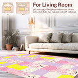 Ultra Soft Area Rug, Non Slip, Stain Resistant, Washable Area Rugs for Living Room, Bedroom, Whimsical Bunny Spring Aesthetic(Pink)