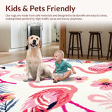 Ultra Soft Area Rug, Non Slip, Stain Resistant, Washable Area Rugs for Living Room, Bedroom, Pastel Floral Watercolor Impression(White)