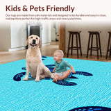 Ultra Soft Area Rug, Non Slip, Stain Resistant, Washable Area Rugs for Living Room, Bedroom, Beach Theme Entryway Soft Velvet Area Rug(Blue)