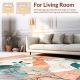 Ultra Soft Area Rug, Non Slip, Stain Resistant, Washable Area Rugs for Living Room, Bedroom, Transitional Cozy Abstract Aesthetic(Orange)