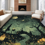 Ultra Soft Area Rug, Non Slip, Stain Resistant, Washable Area Rugs for Living Room, Bedroom, Midnight Coven Rug Pair - Bewitched Floor Art - Enchanted Black Carpet(Black)