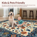 Ultra Soft Area Rug, Non Slip, Stain Resistant, Washable Area Rugs for Living Room, Bedroom, Elegant Textured Floral Composition(Blue)