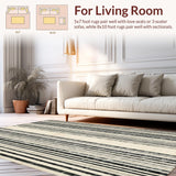 Bold Striped Contrast with Overlapping Black and White Linear Bands(Beige)