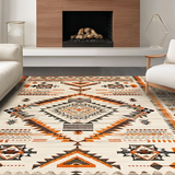 Ultra Soft Area Rug, Non Slip, Stain Resistant, Washable Area Rugs for Living Room, Bedroom, Vintage Cozy Diamond Arrangement(Orange)