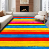 Ultra Soft Area Rug, Non Slip, Stain Resistant, Washable Area Rugs for Living Room, Bedroom, Fun Cheerful Stripe Fusion(Red)