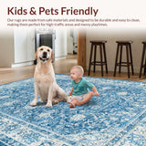 Ultra Soft Area Rug, Non Slip, Stain Resistant, Washable Area Rugs for Living Room, Bedroom, Dainty Scalloped Rug With Bow Detail Aesthetic Preppy Shower Carpet Non Slip(Blue)