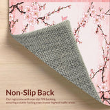 Ultra Soft Area Rug, Non Slip, Stain Resistant, Washable Area Rugs for Living Room, Bedroom, Elegant Floral Garden Inspiration(Pink)