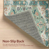 Ultra Soft Area Rug, Non Slip, Stain Resistant, Washable Area Rugs for Living Room, Bedroom, Rustic Light Green Patterned Design(Beige)