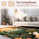 Ultra Soft Area Rug, Non Slip, Stain Resistant, Washable Area Rugs for Living Room, Bedroom, Vibrant Earthy Sun Moon Pattern(Orange)